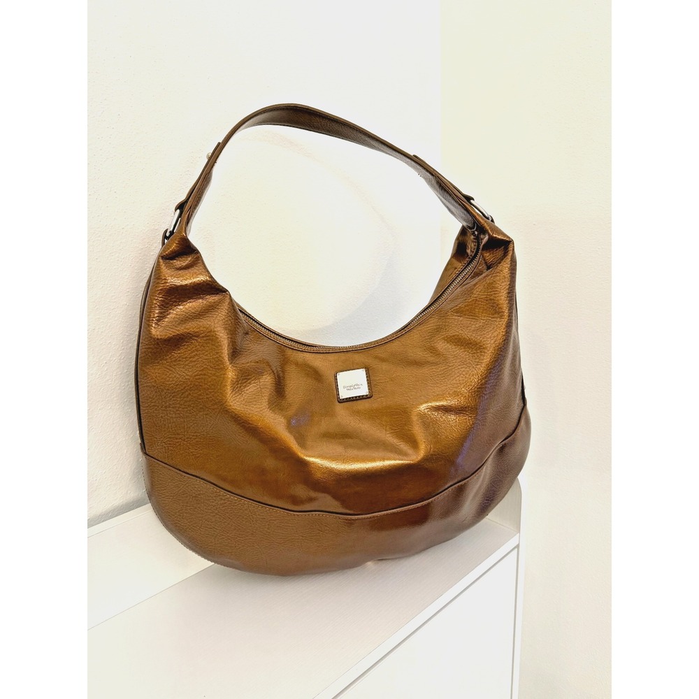 Simply Vera Vera Wang Large Patent Hobo Shoulder Bag Bronze Metallic Y2K 2000s
